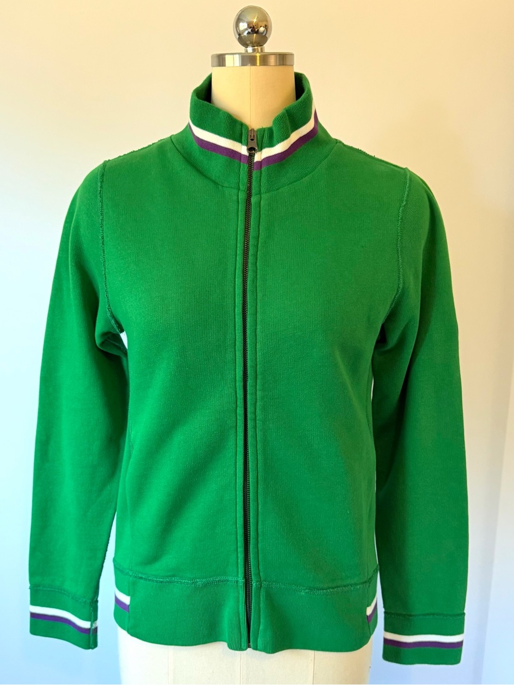 Vintage early 80s Womens Wimbledon Tennis Zip Up Jacket - Green - Size S